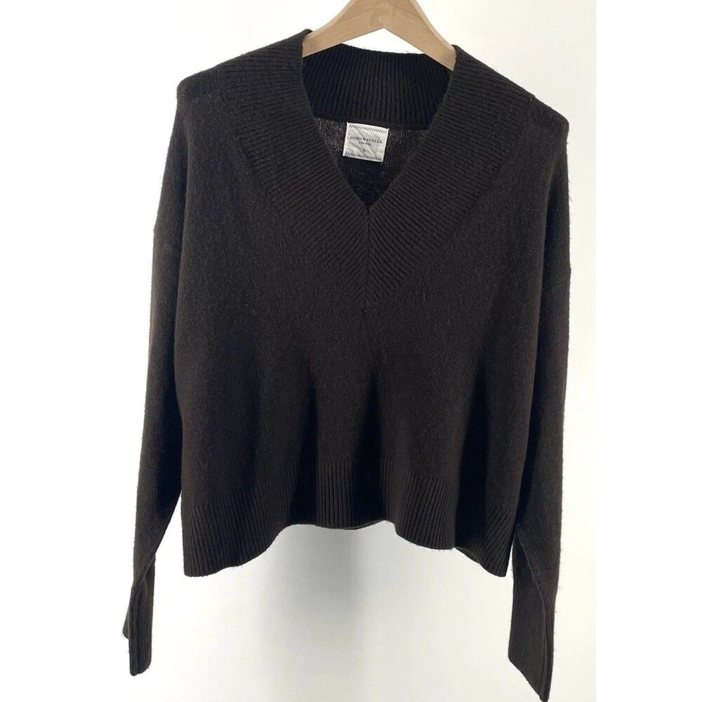 SOHO & STELLA Women’s Cropped Knit Sweater Small Brown Ribbed Hem Cozy Knit